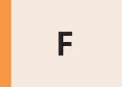 Orange colored box with a black letter F for fellowship